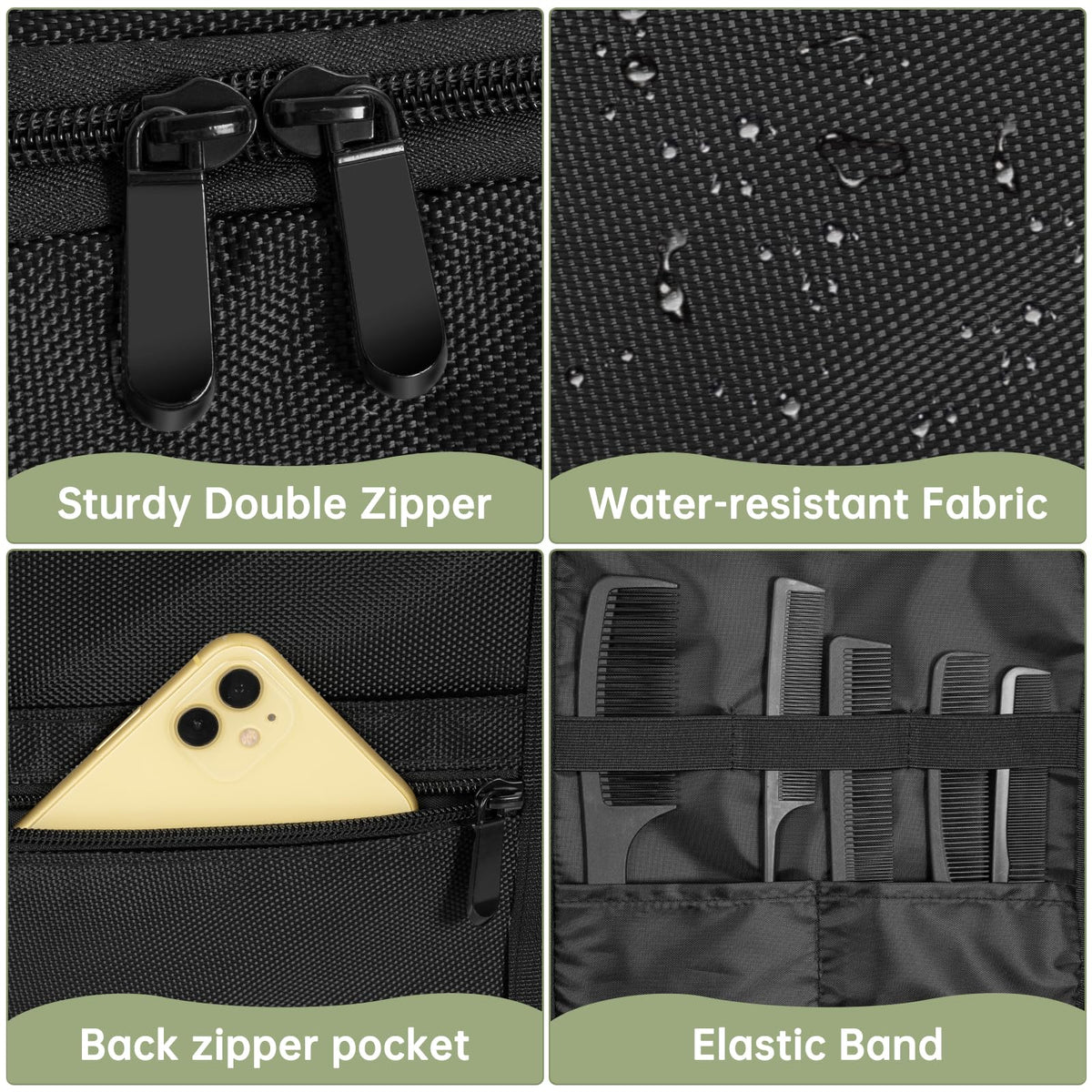 Toribio tool storage bag packed with clippers and accessories