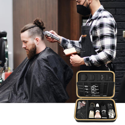 Internal layout of the shockproof grooming kit box showing mesh pocket accessory storage