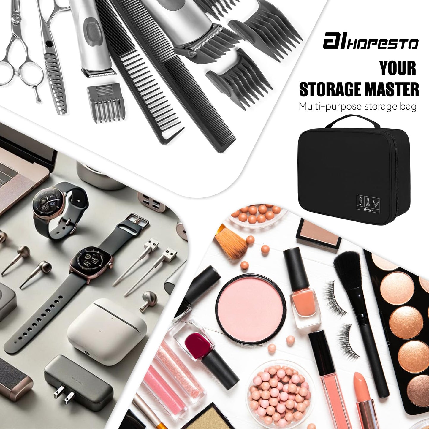 AIHOPESTO waterproof barber case side angle detailing the compact travel friendly dimensions.