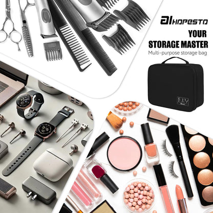 AIHOPESTO waterproof barber case side angle detailing the compact travel friendly dimensions.