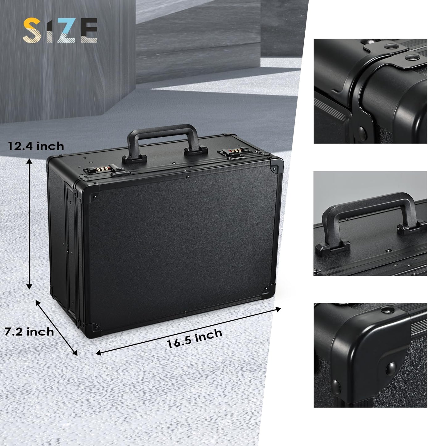 Yueieoun trimmer organizer briefcase showing the secure password buckle mechanism close up.