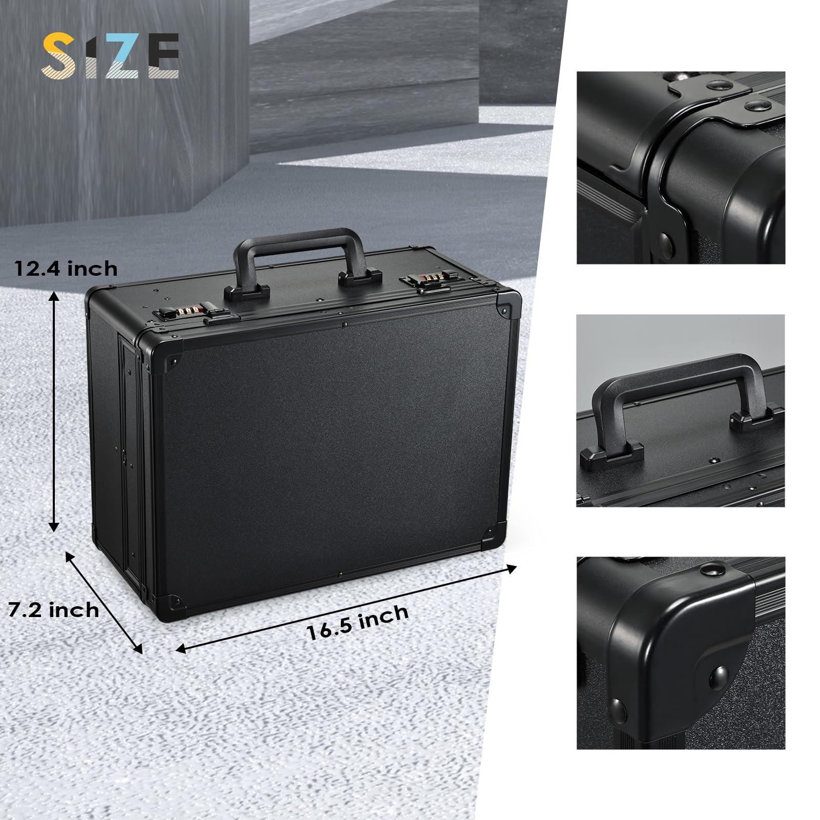 Yueieoun trimmer organizer briefcase showing the secure password buckle mechanism close up.