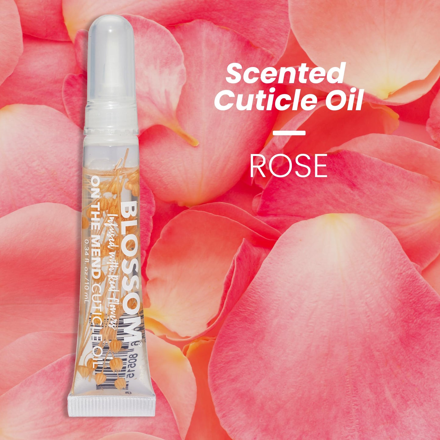 Blossom cuticle oil pen showing real dried flowers inside