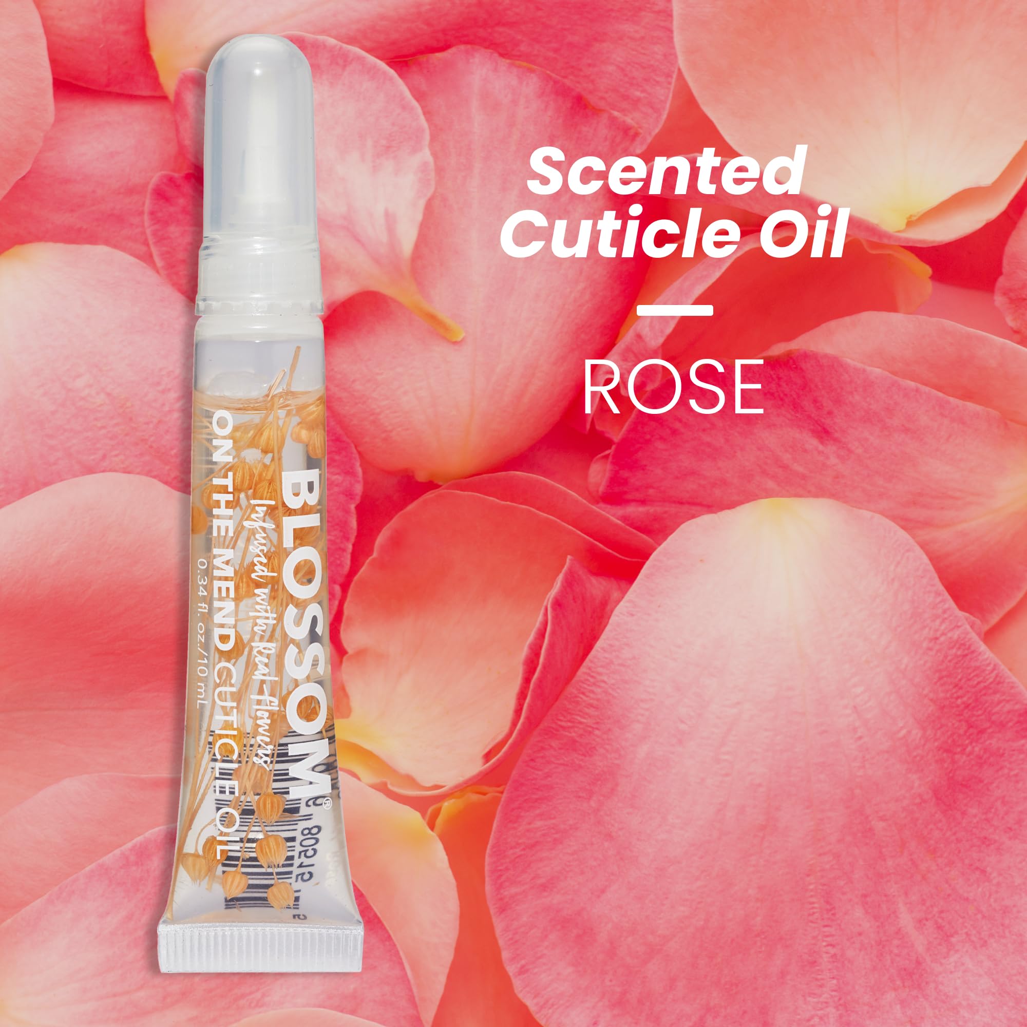 Blossom cuticle oil pen showing real dried flowers inside
