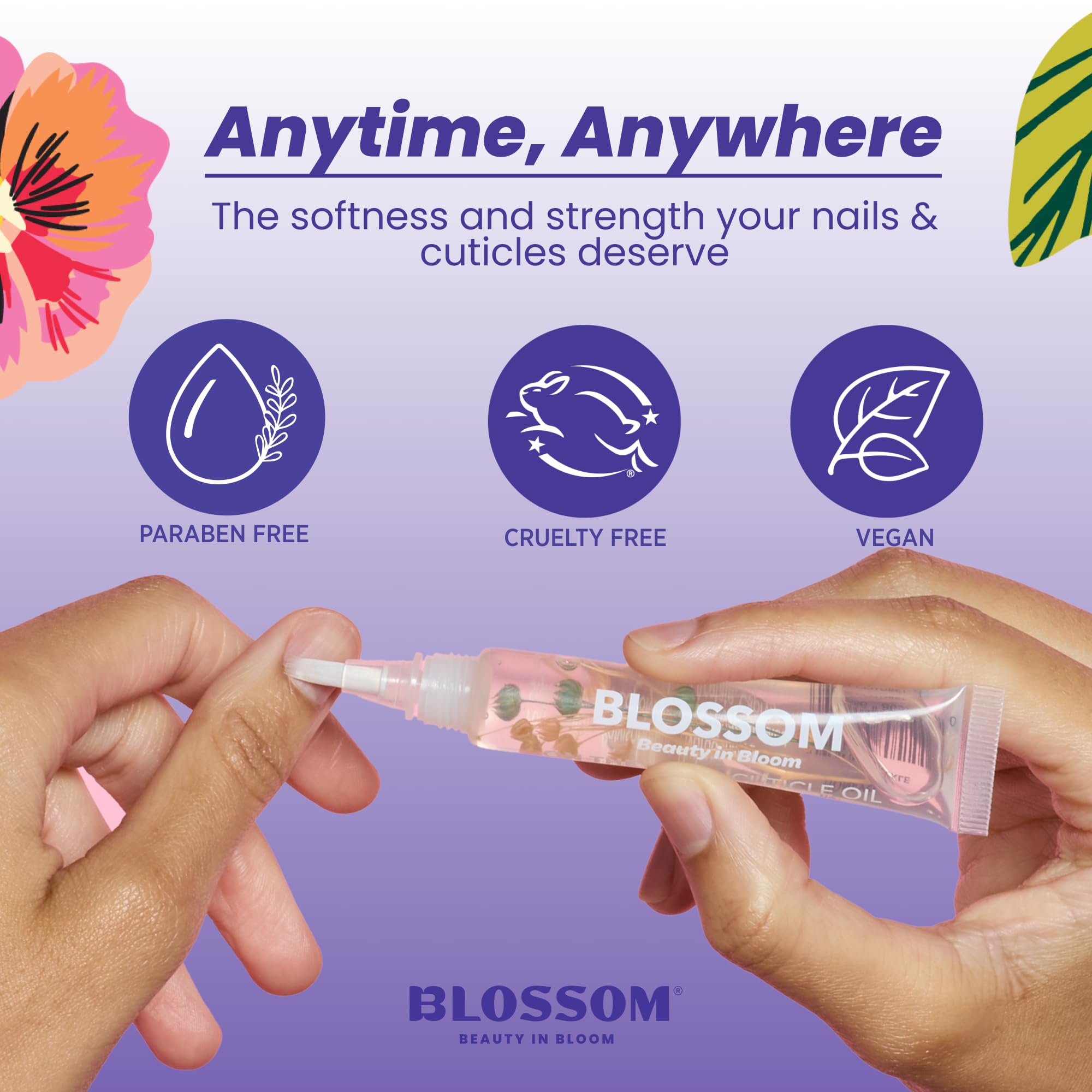 Close up of Blossom cuticle oil pen brush applicator tip