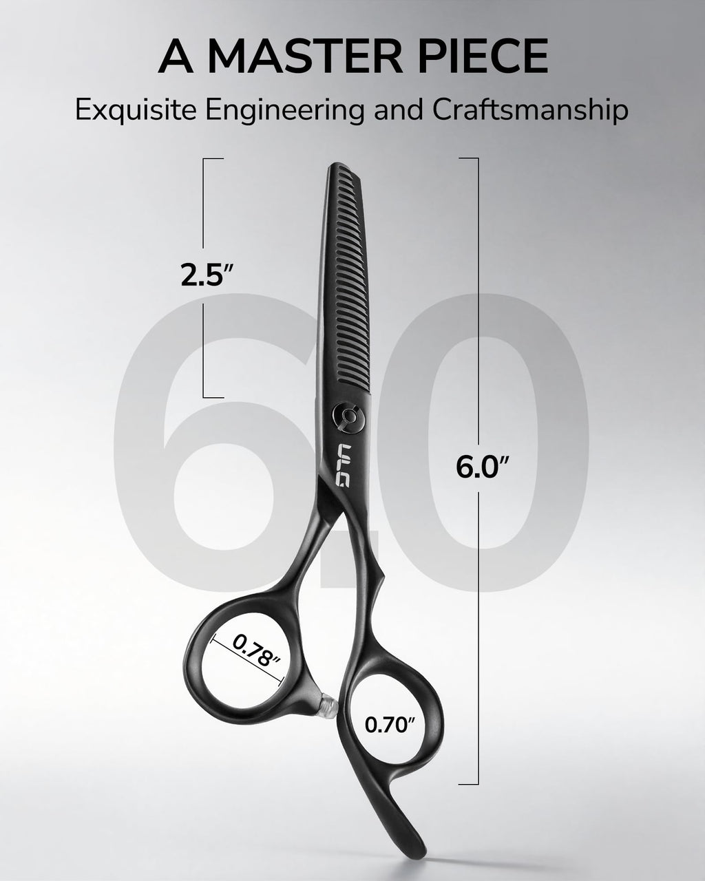 ULG salon grade texturizing shears detailing the 6CR stainless steel laser cold cutting blade construction