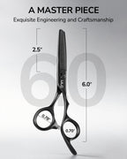 ULG salon grade texturizing shears detailing the 6CR stainless steel laser cold cutting blade construction