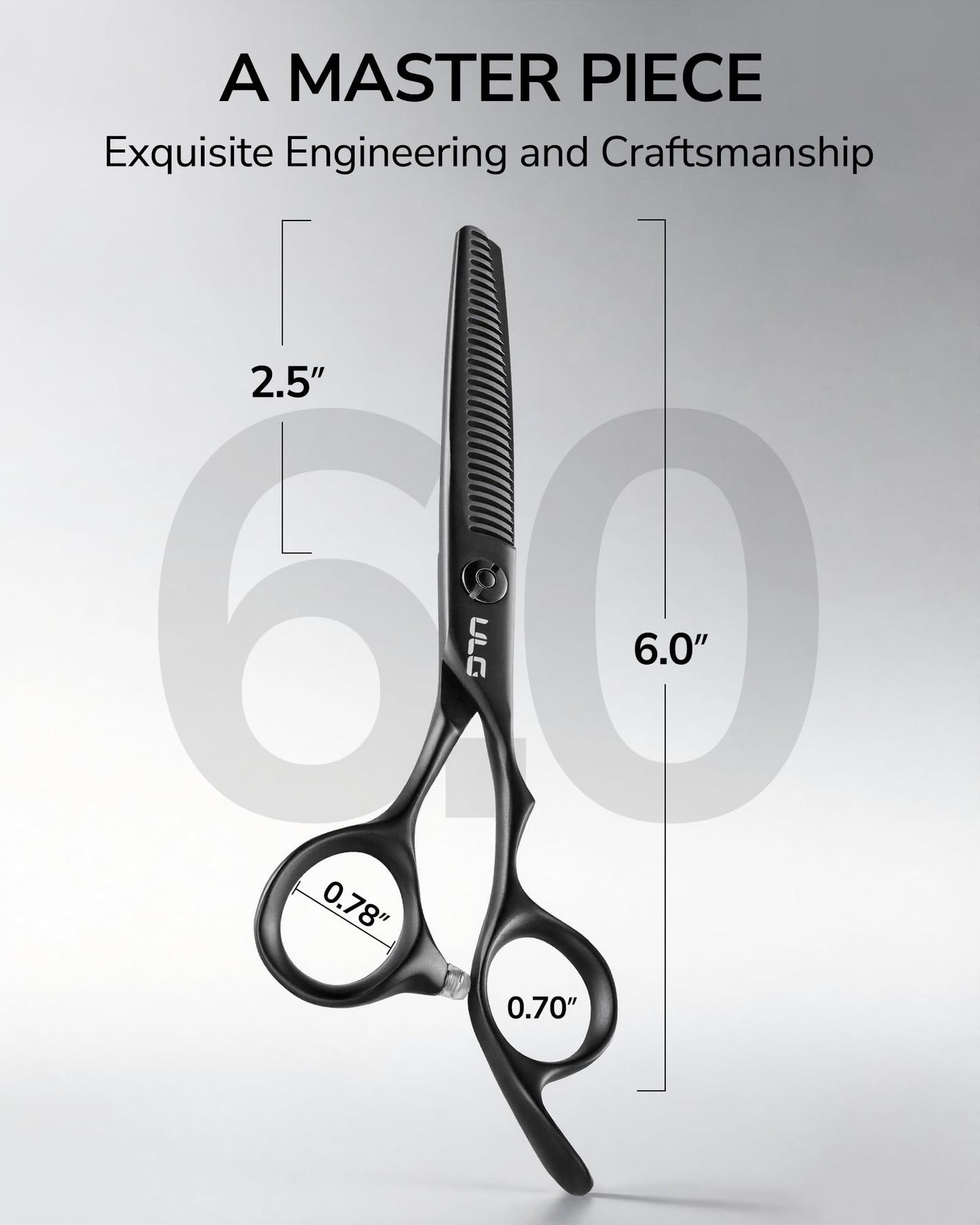 ULG salon grade texturizing shears detailing the 6CR stainless steel laser cold cutting blade construction