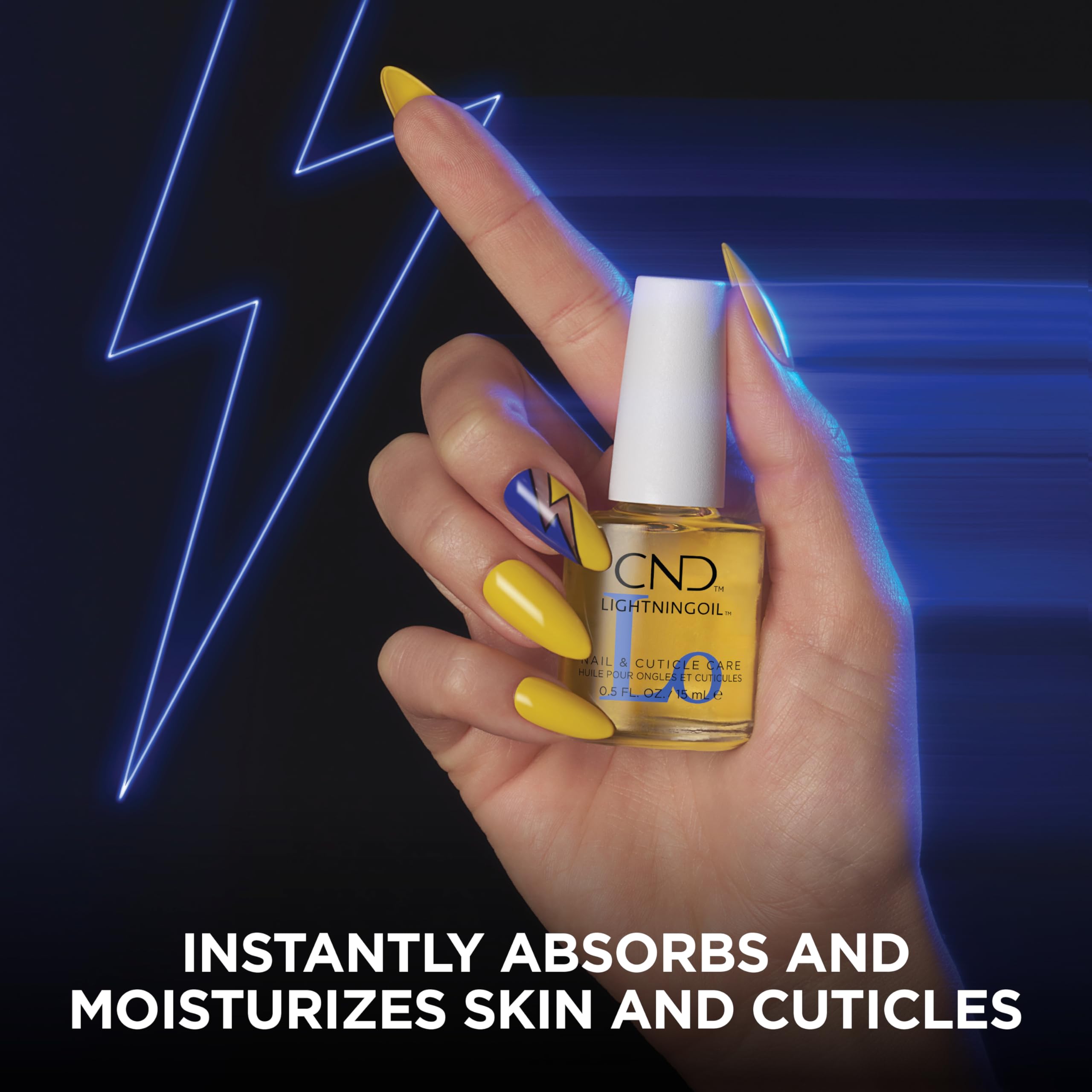 Close up of CND LightningOil texture on nails