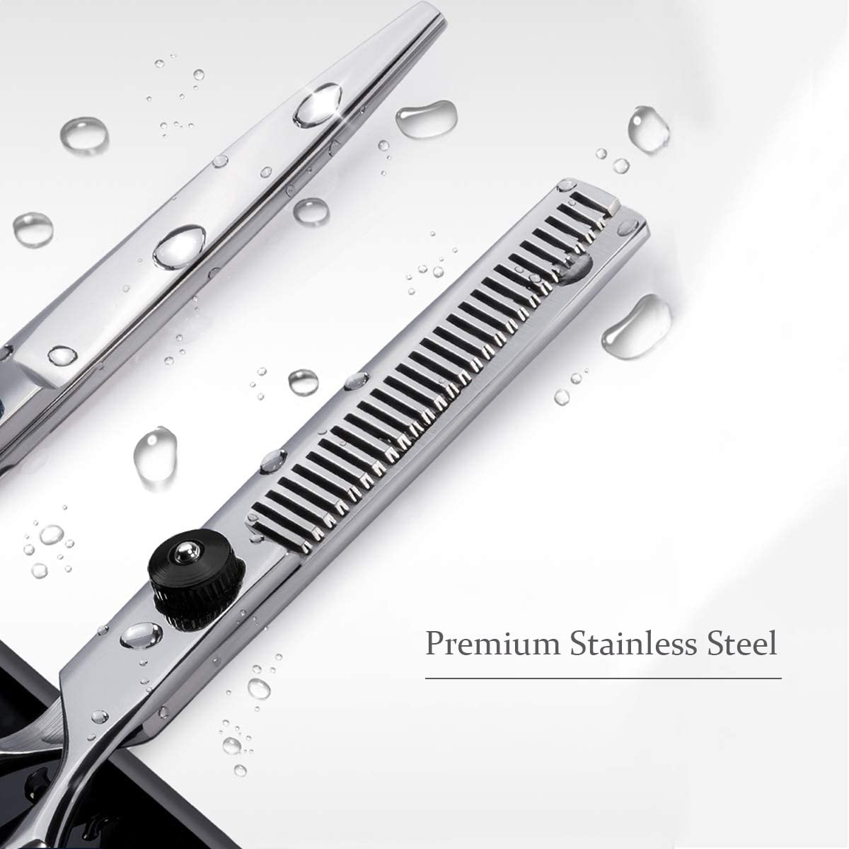 Fcysy hairdresser shears set including the 6 inch scissors, styling comb, and leather storage bag.