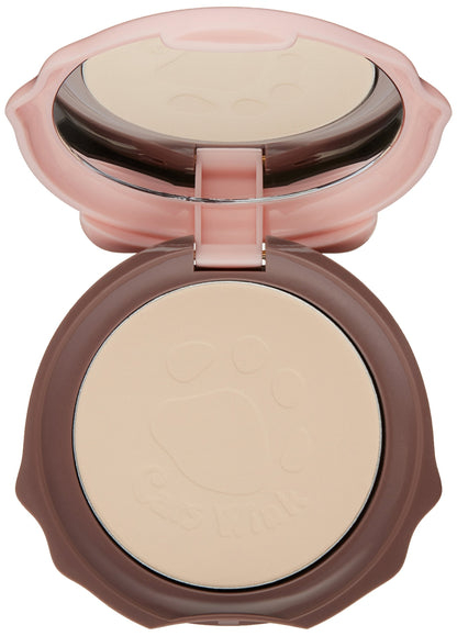 Close up of TONYMOLY clear skin face powder texture with cute cat paw print design