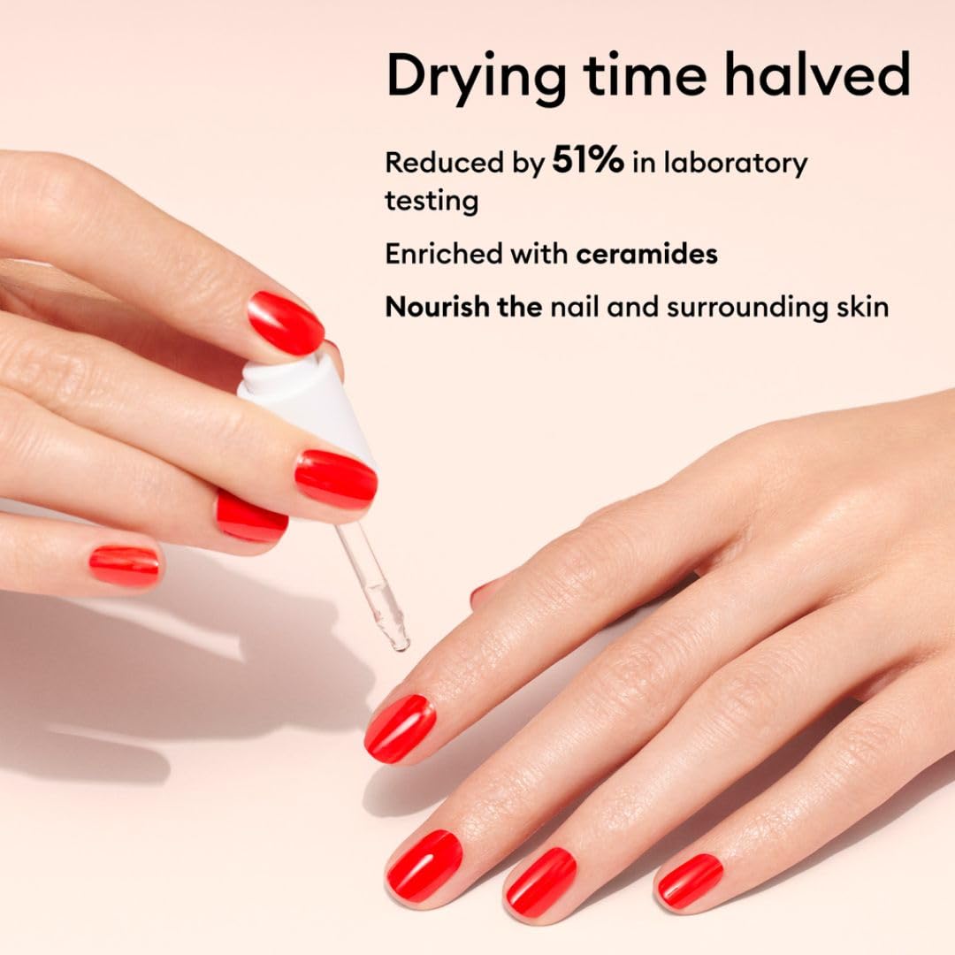 Manucurist Green nail polish drying drops being applied to fingernails