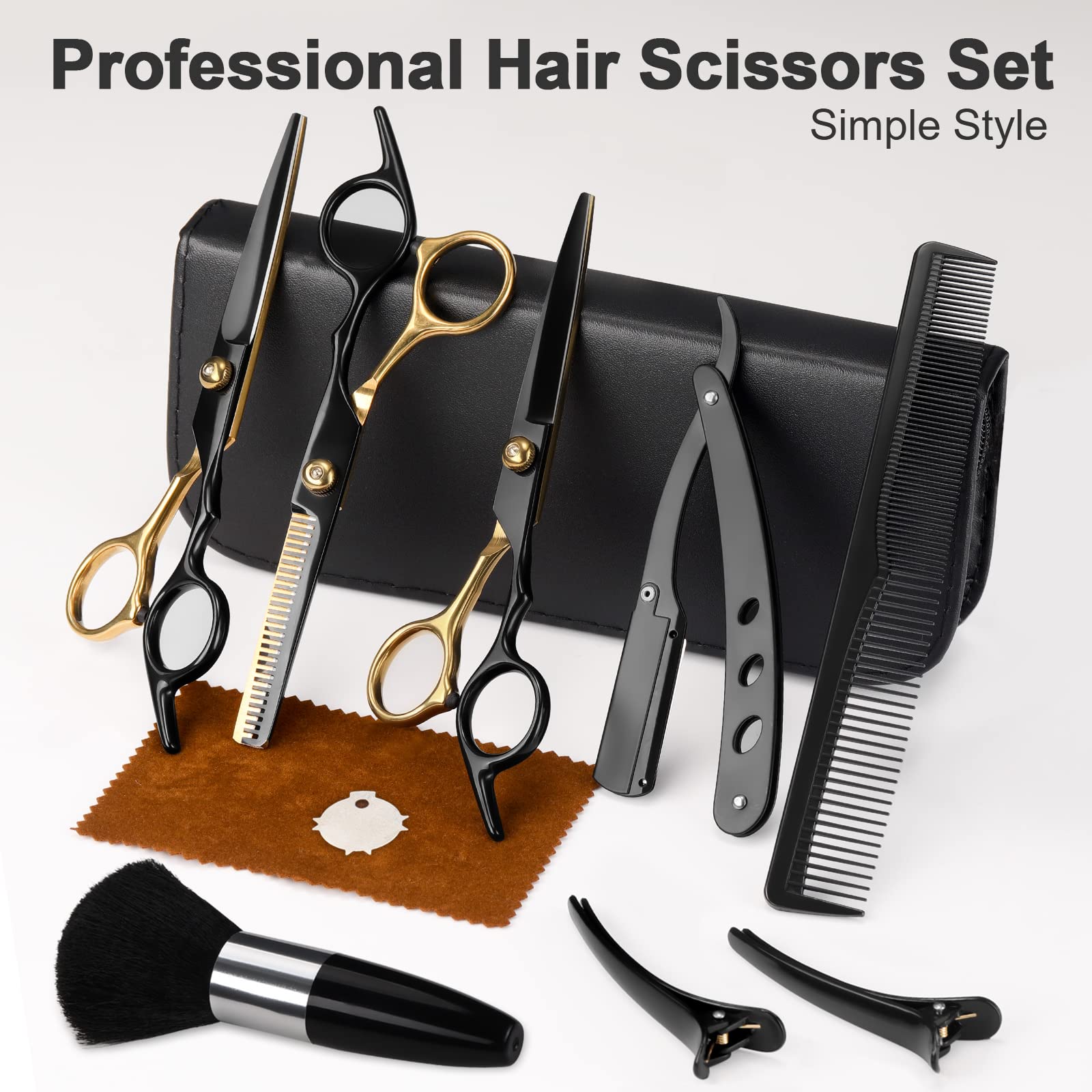 Japanese stainless steel barber shears with upgraded tension adjustment screw closeup