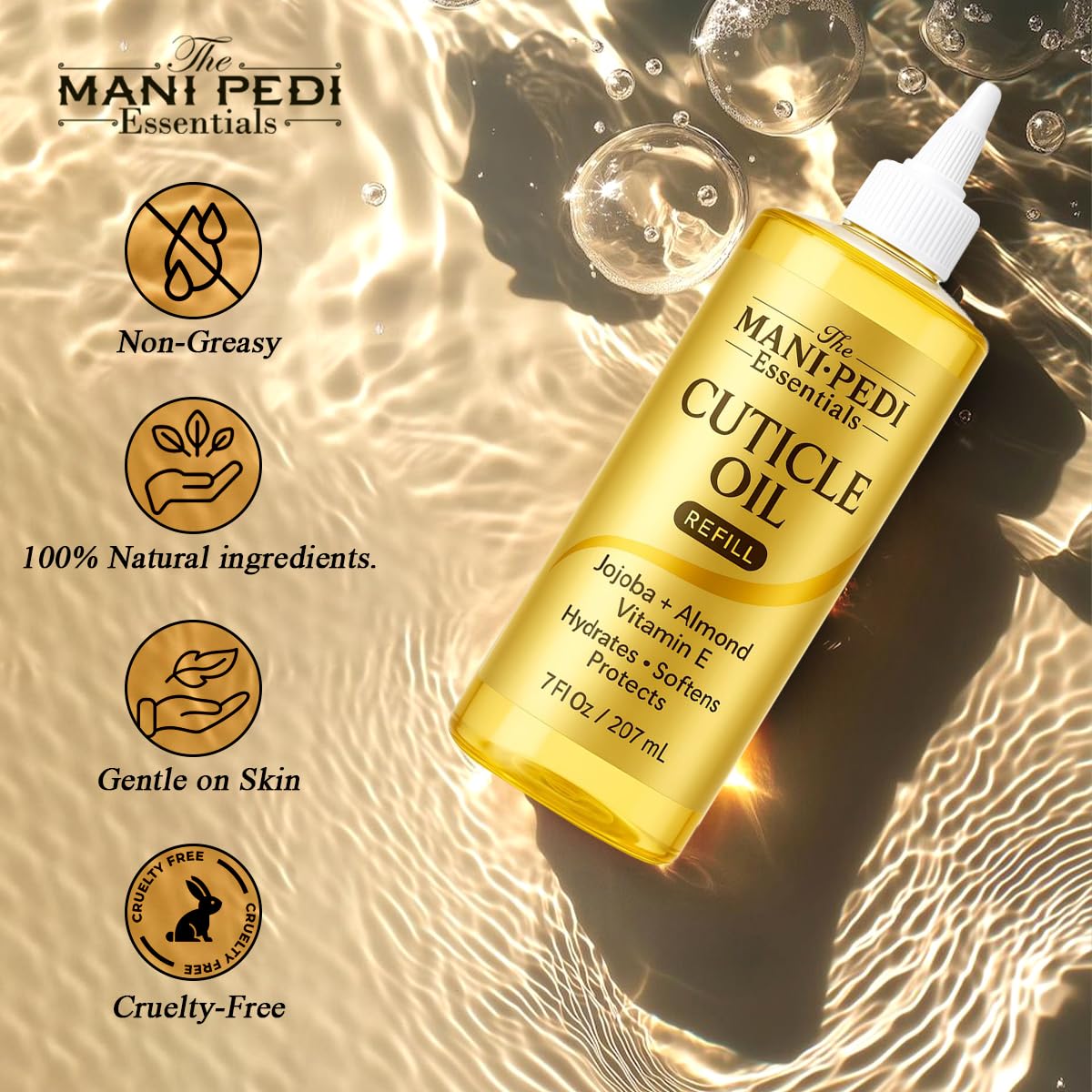 Application of The Mani Pedi Essentials cuticle oil on healthy nails