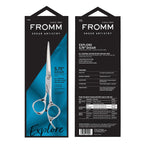 Fromm Professional Explore hair shears shown with its official protective salon packaging