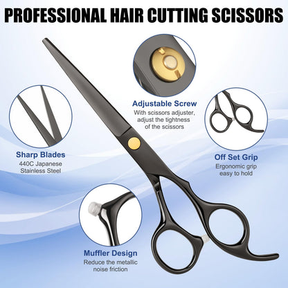 Premium barber thinning scissors with thirty teeth shown from a close up angle