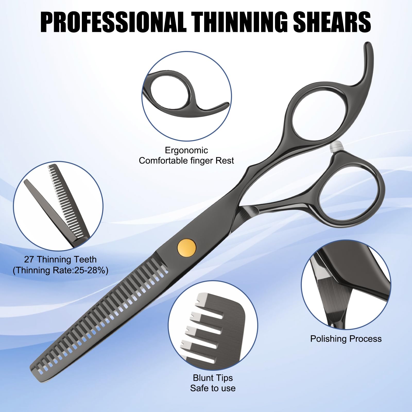 Complete WFOEJEJ haircutting accessories including combs hair clips and cleaning cloth flat lay