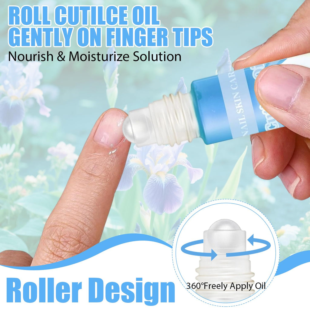 Close-up of nourishing cuticle oil texture and clear formula