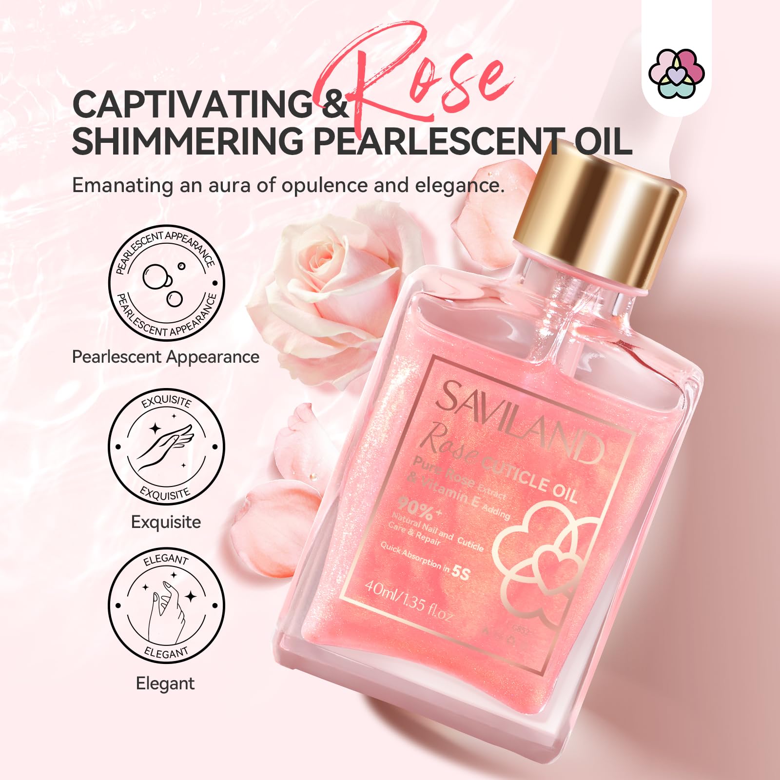 Saviland rosehip cuticle oil bottle with dropper applicator