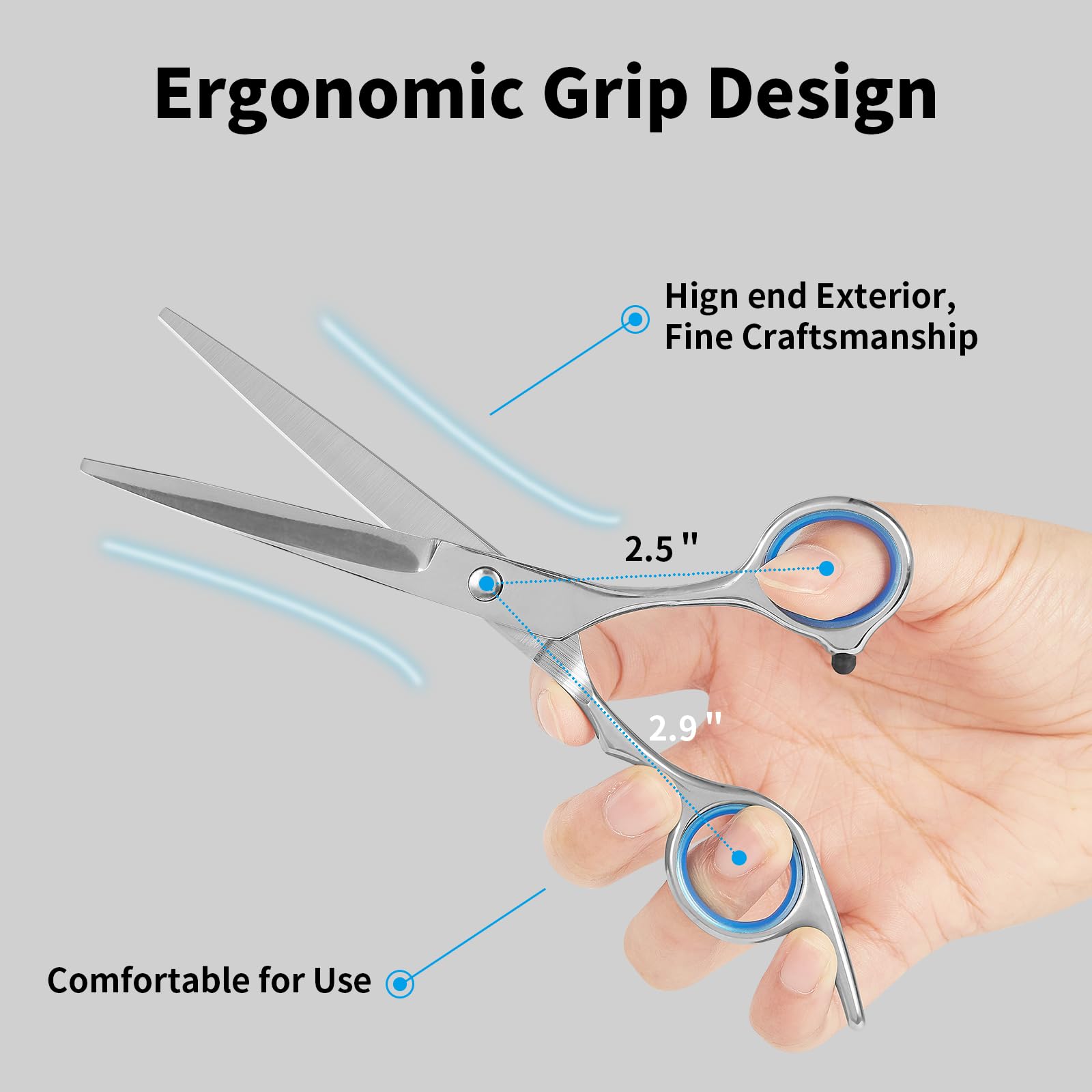 Homekoey matte black hairdressing scissors alongside the included black hair styling comb