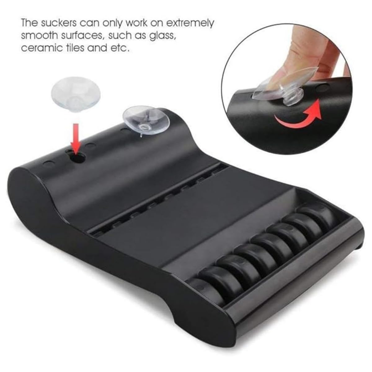 Tujuna hair stylist cutting scissors tray displaying the two bottom anti skid suction cups