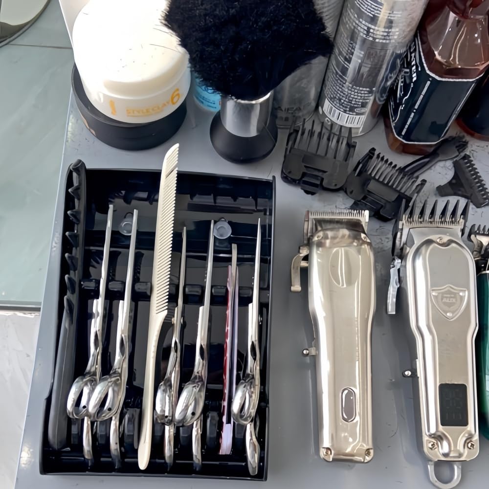 Tujuna professional workstation shears holder rack with an open configuration for easy access