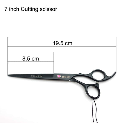 Premium black finish barber cutting and thinning scissors set