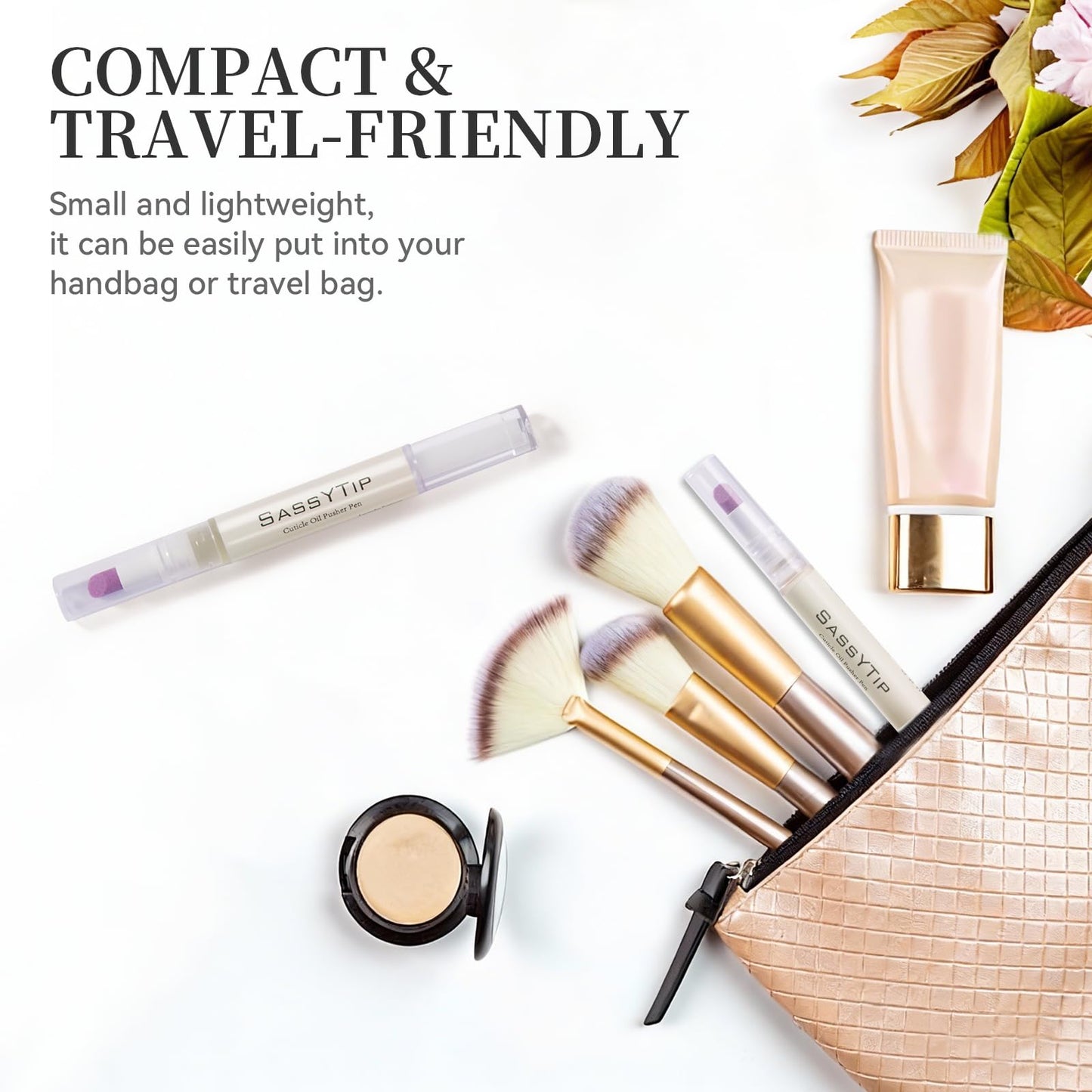 Travel friendly SASSYTIP nail care pen in hand