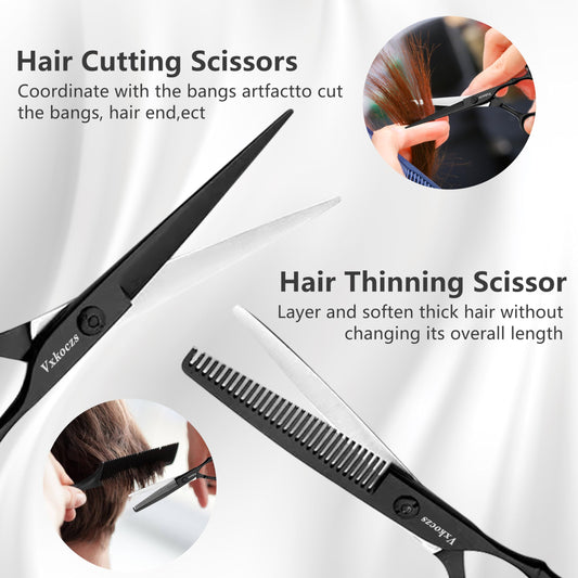 EOWLEN straight hair cutting scissors highlighting the ultra sharp stainless steel blade design.