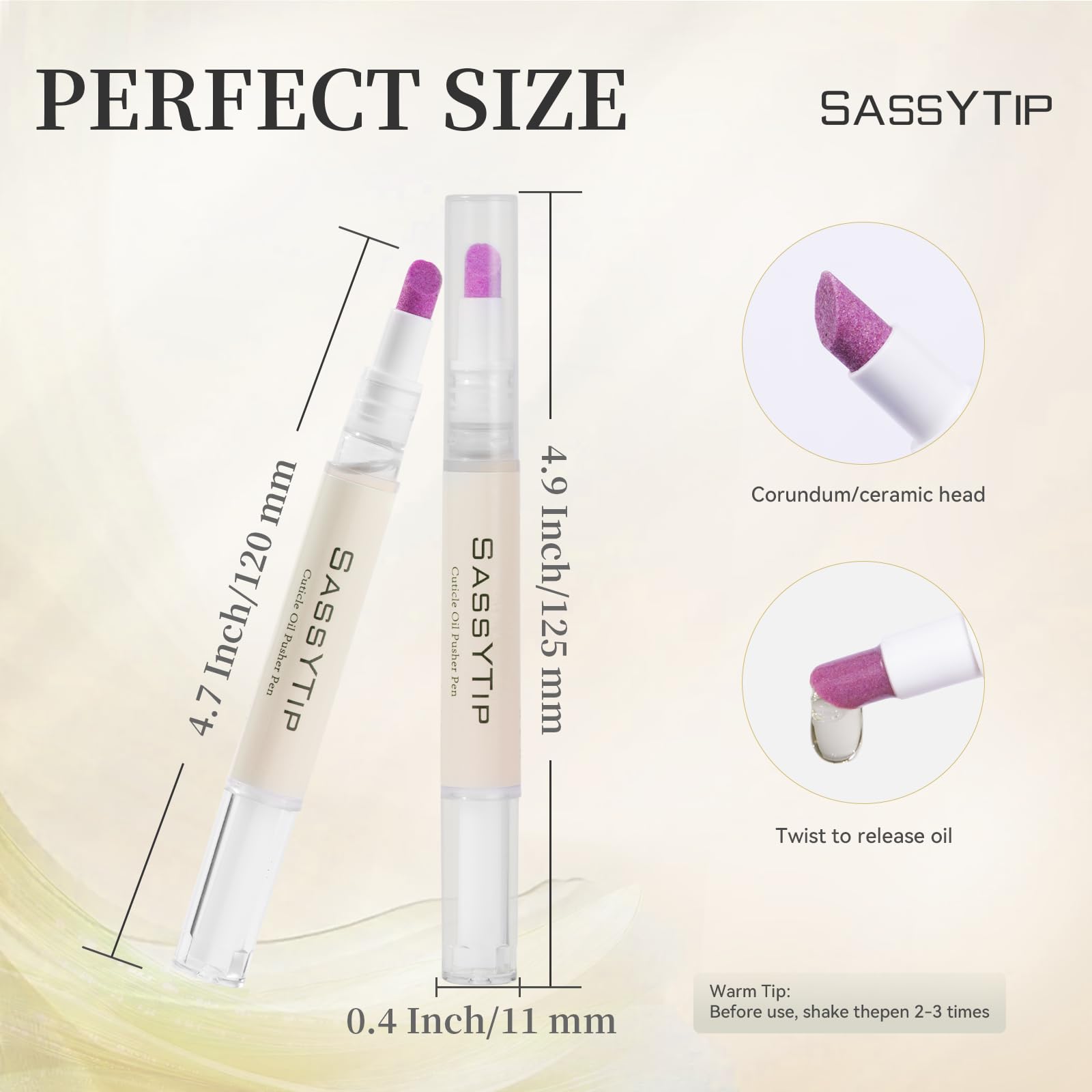 Detailed view of the 2ml cuticle oil applicator tip