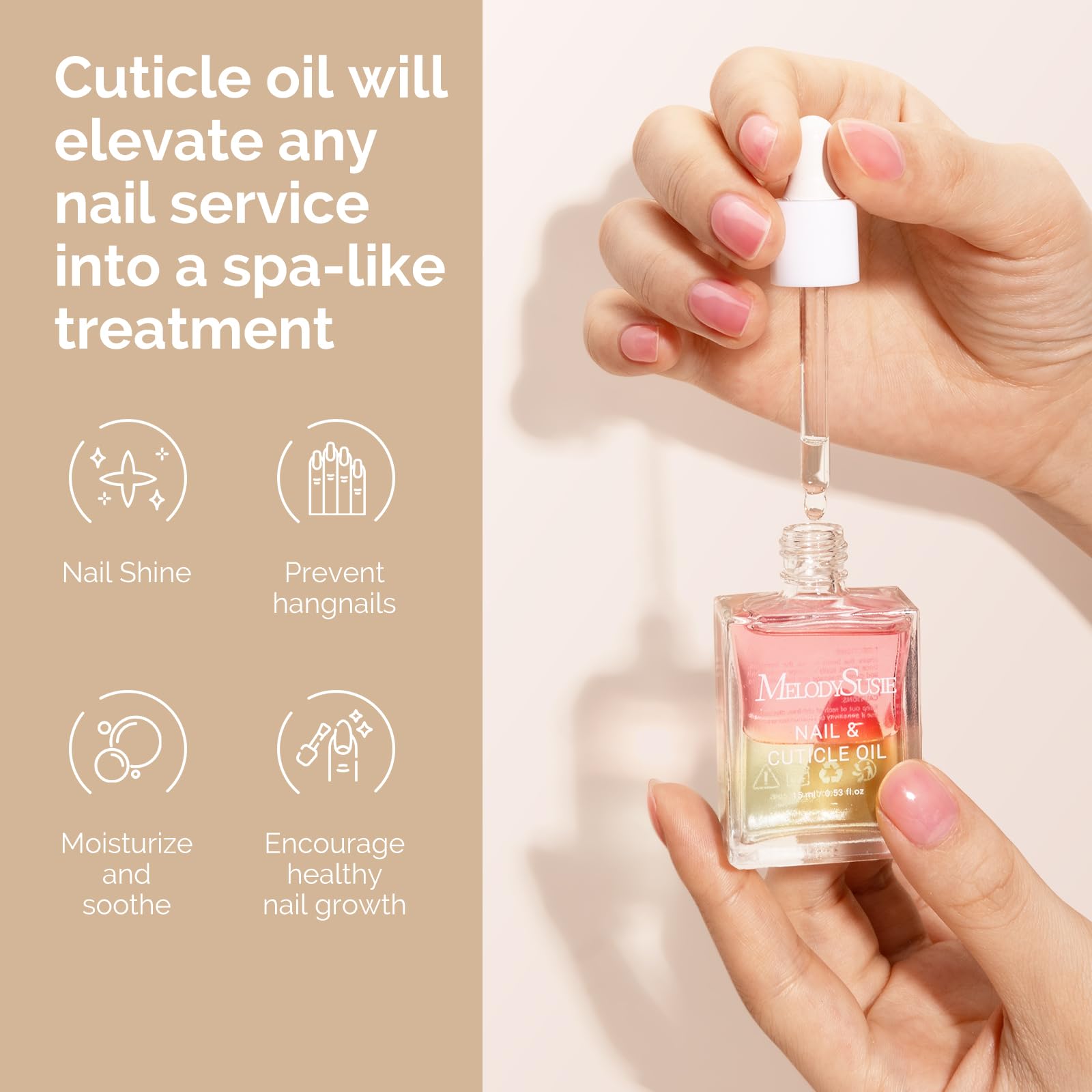 Close up of MelodySusie cuticle oil bottle label
