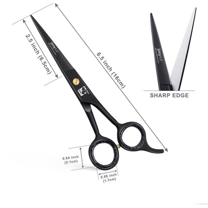 Jimy 6.5 inch stainless steel hair scissors with gold tension screw detail