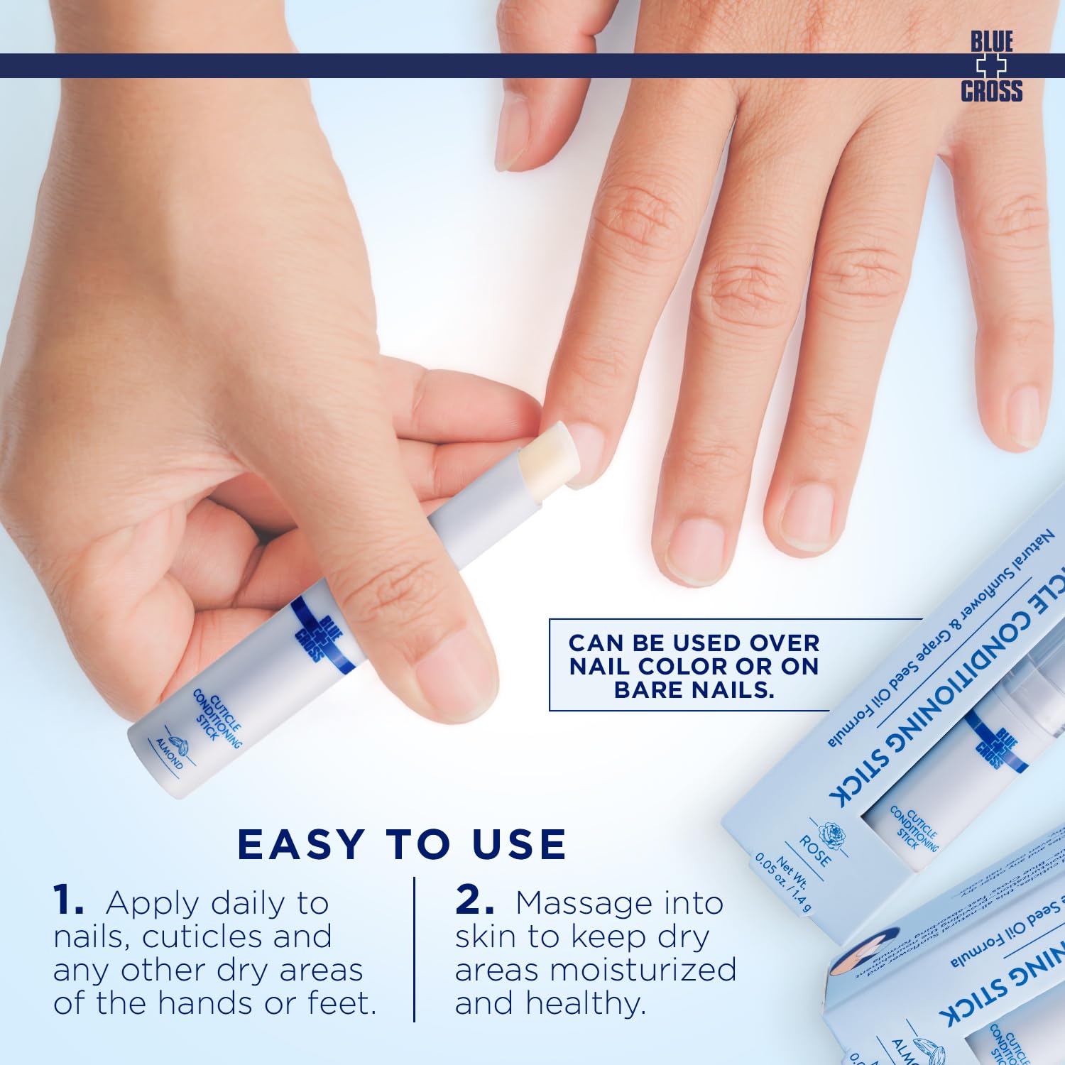 Blue Cross cuticle conditioning stick natural ingredients label