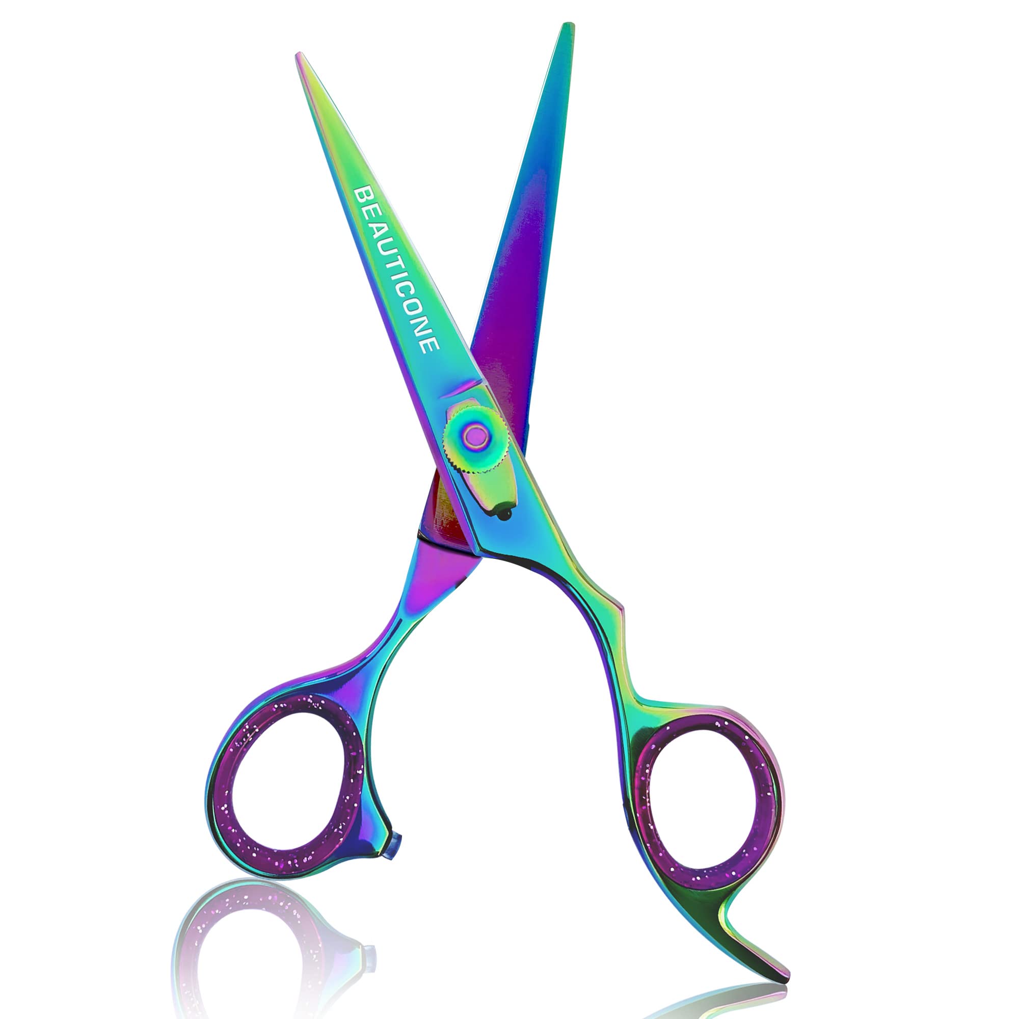 Beauticone stainless steel barber shears close up highlighting the ultra sharp razor edges
