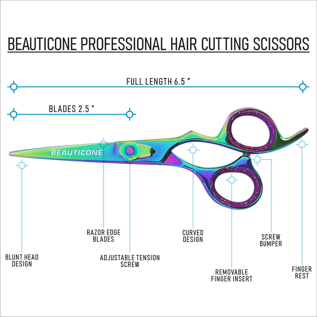 Beauticone 6.5 inch hair scissors demonstrating the ergonomic handle design for comfortable grip