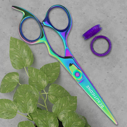 Beauticone premium stainless steel scissors laid flat displaying the full length and polished design