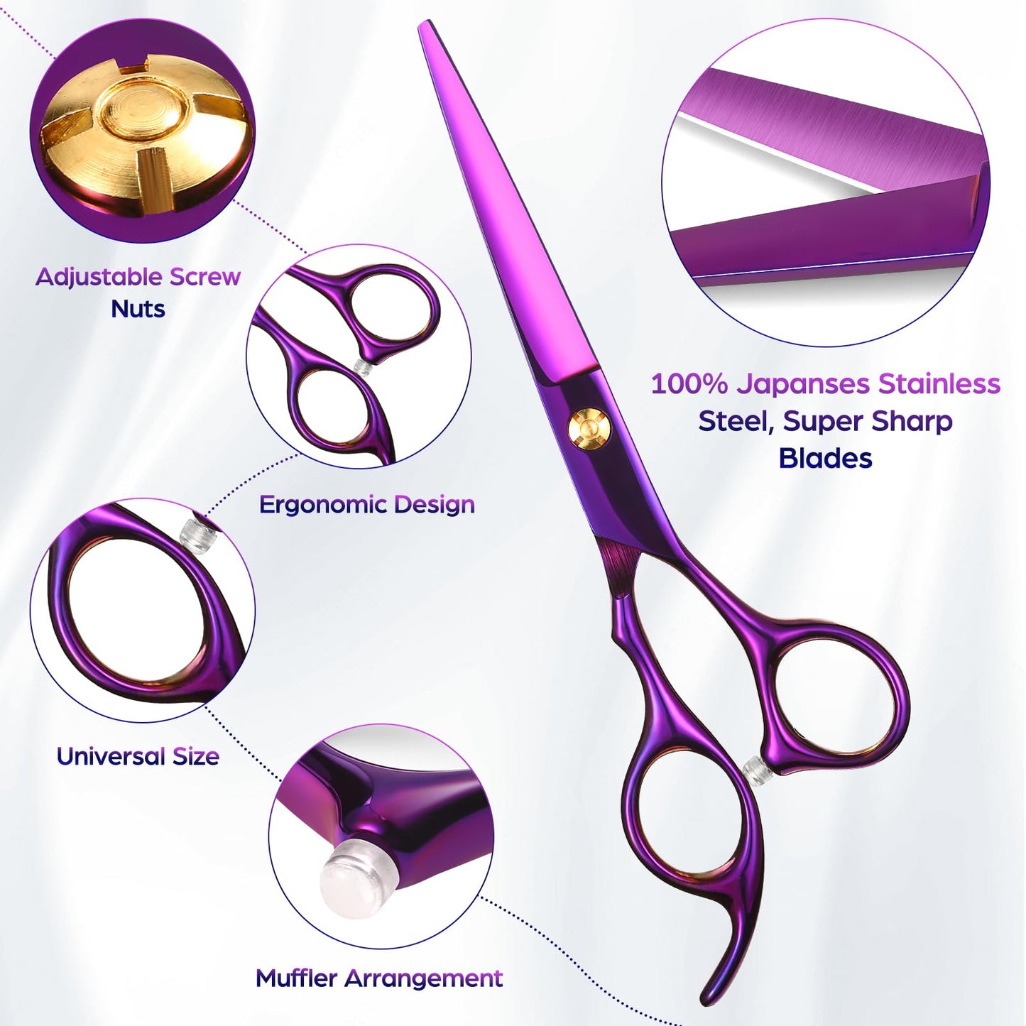 Ten piece complete hair styling kit by Wenshall laid out flat demonstrating the shears comb razor hair clips and adjuster tool.