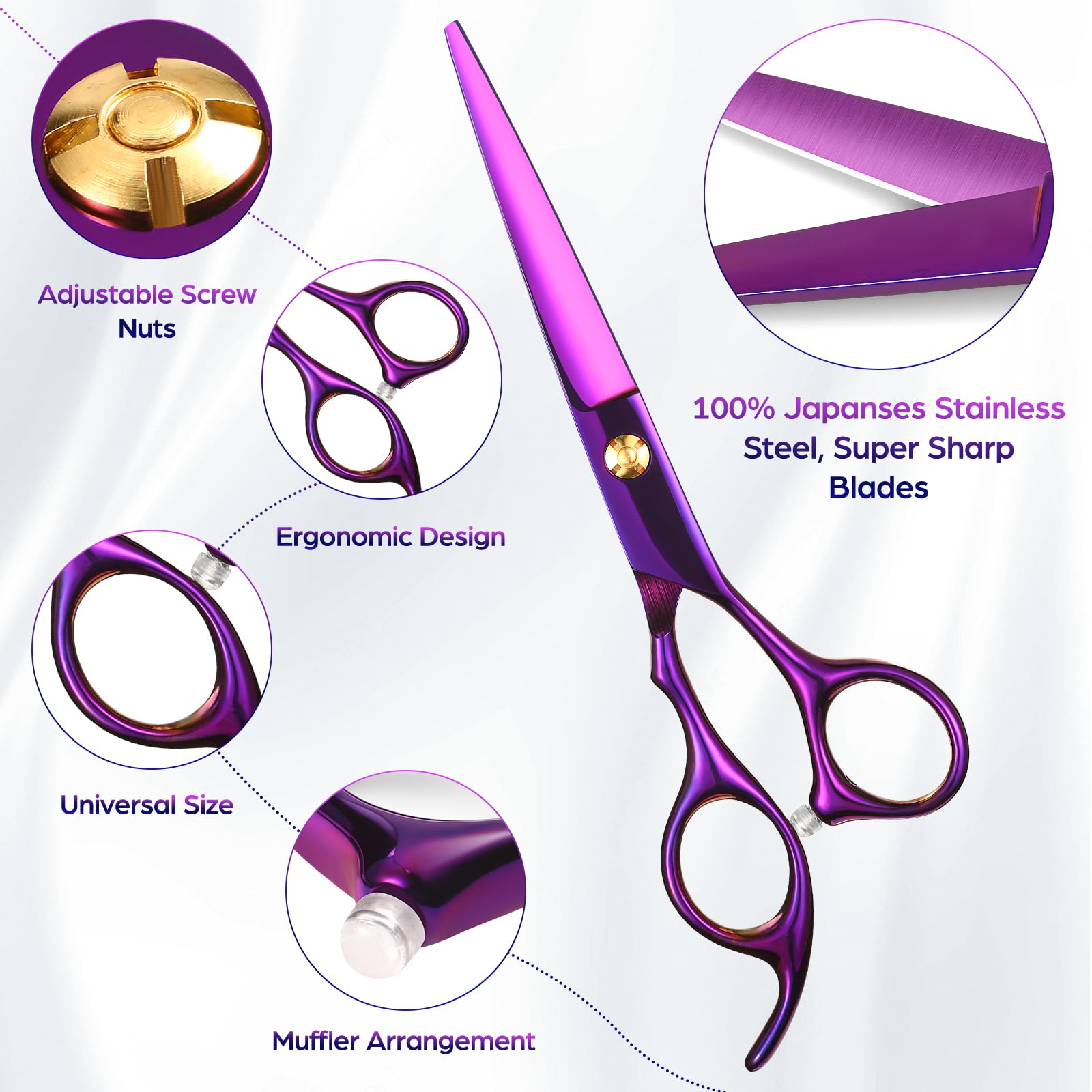 Ten piece complete hair styling kit by Wenshall laid out flat demonstrating the shears comb razor hair clips and adjuster tool.