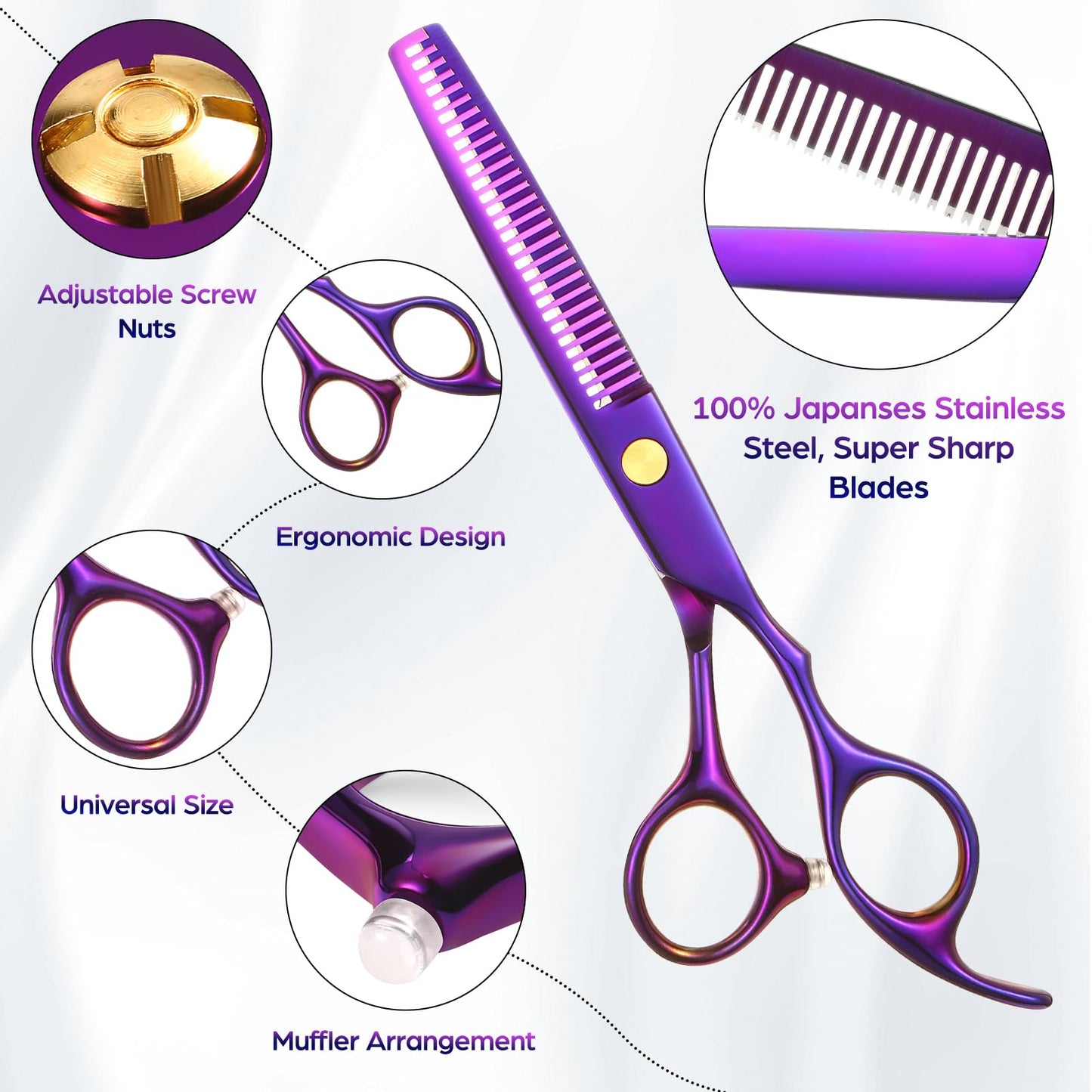 Wenshall hair scissors being safely used for a precision home trim on an adult highlighting the smooth and gentle cutting action.