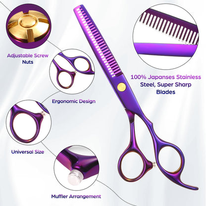 Wenshall hair scissors being safely used for a precision home trim on an adult highlighting the smooth and gentle cutting action.