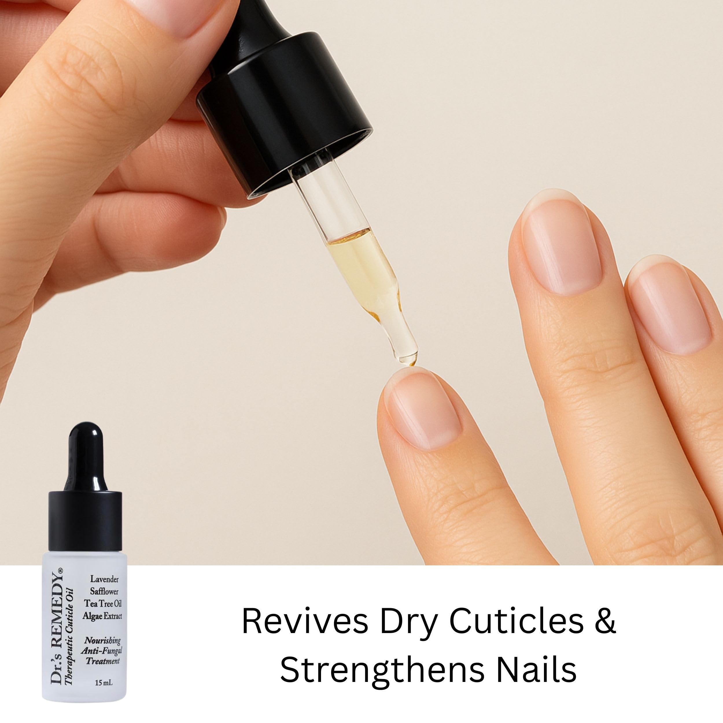 Close up of Dr.'s Remedy cuticle oil packaging and bottle