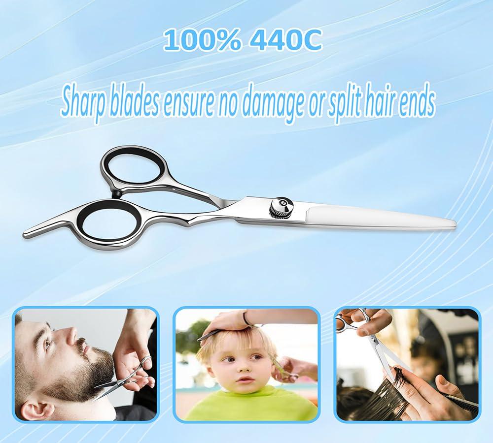 Xolaawa 6.5 inch professional salon scissors polished silver finish