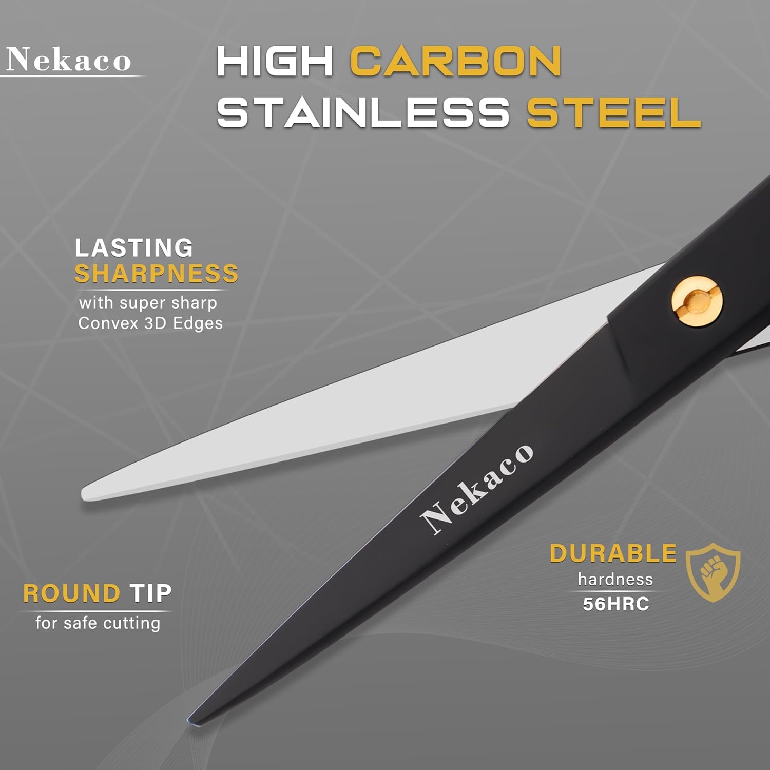 Haryalilondon stainless steel barber shears angled view showing sharp cutting blades and ergonomic handle design