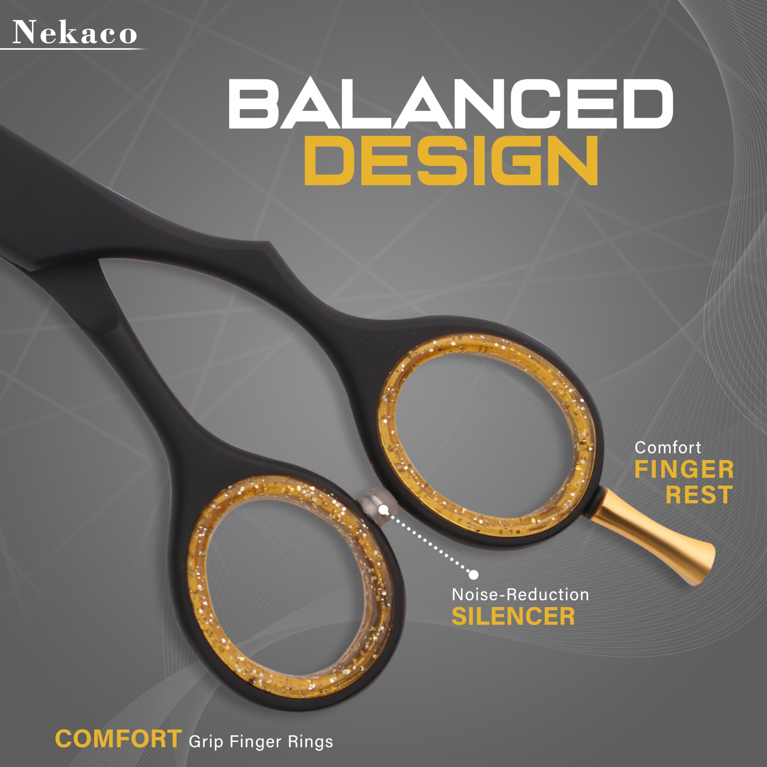 Close up view of the gold adjustable tension screw on the Haryalilondon professional hairdressing shears