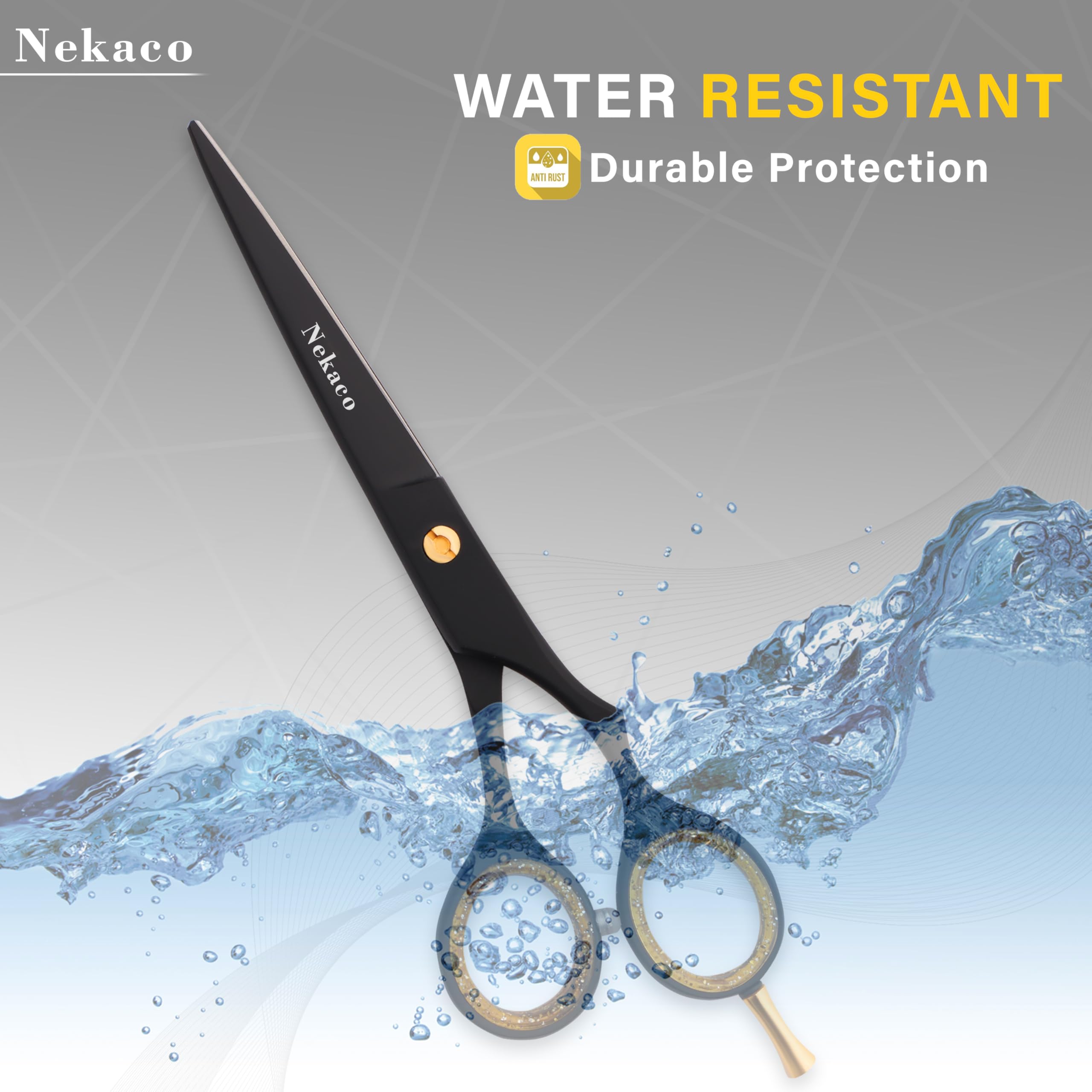 Comfortable finger inserts and integrated finger rest on the professional matte black salon scissors