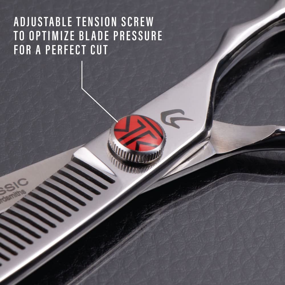 Adjustable tension screw mechanism on the Katana Classic professional hair shears
