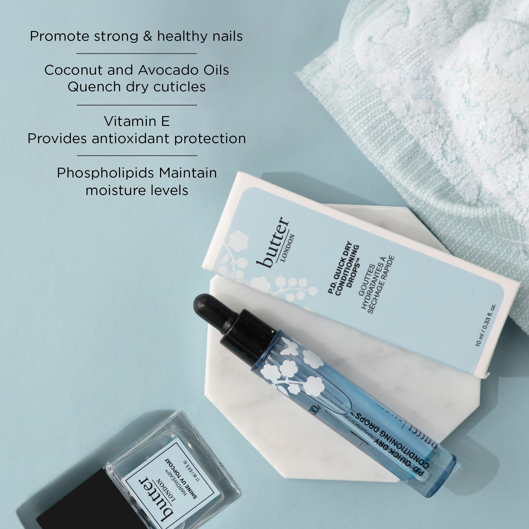 Top view of Butter London nail treatment serum bottle