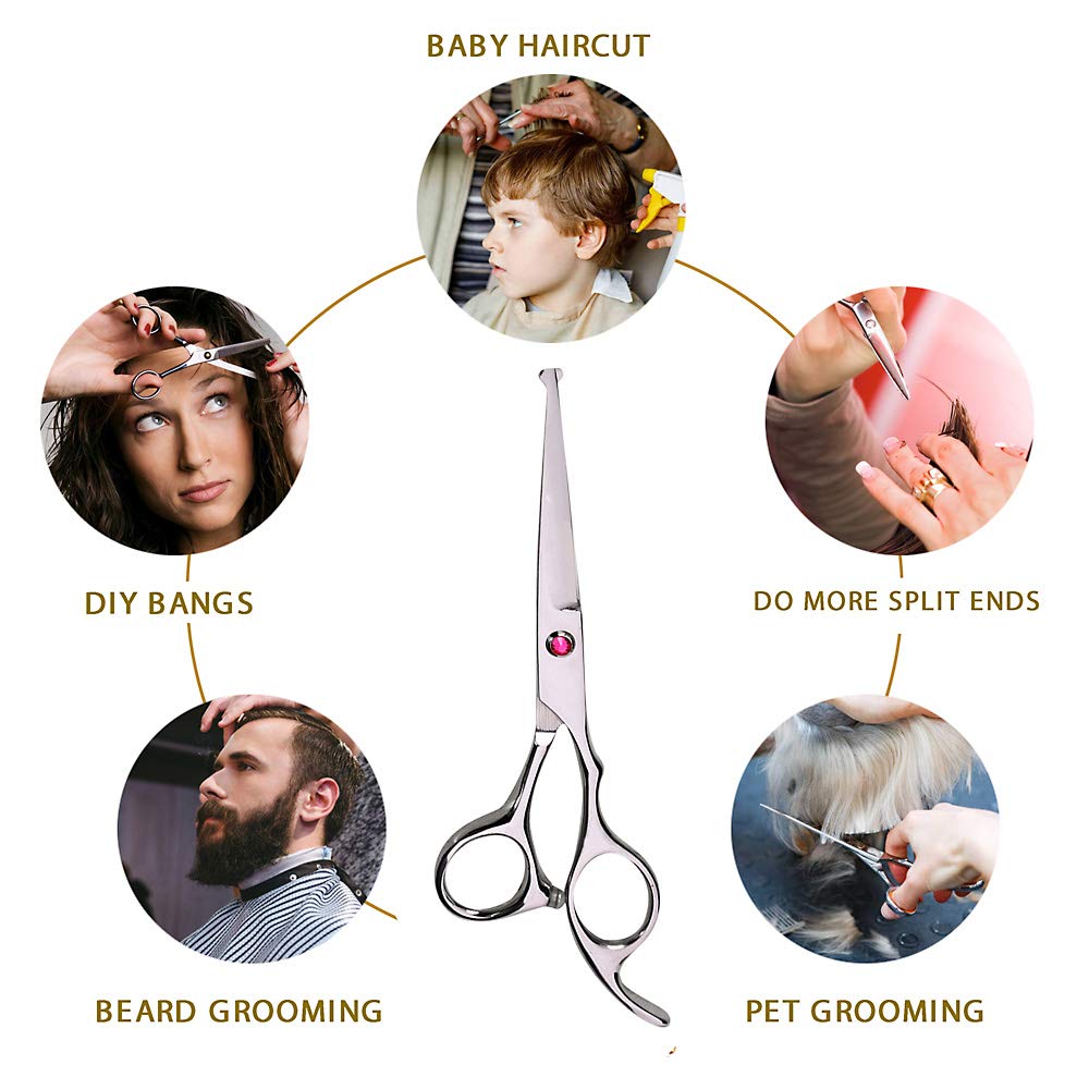 Lplpgg hairdressing kit showing ergonomic handles with red rubber finger inserts and adjustment screw