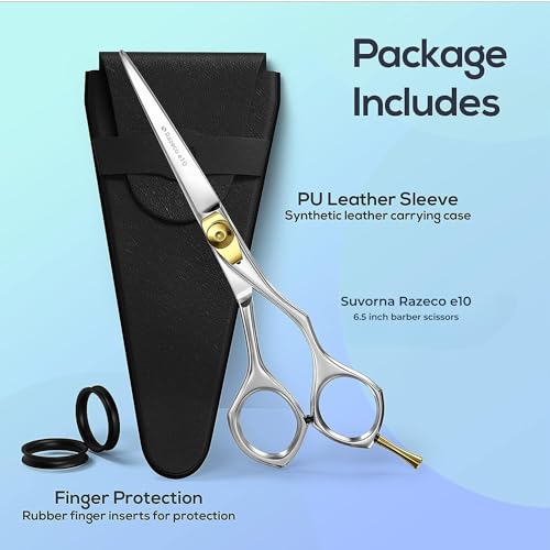 Close-up shot of the razor sharp convex edge on the Suvorna professional barber shears.