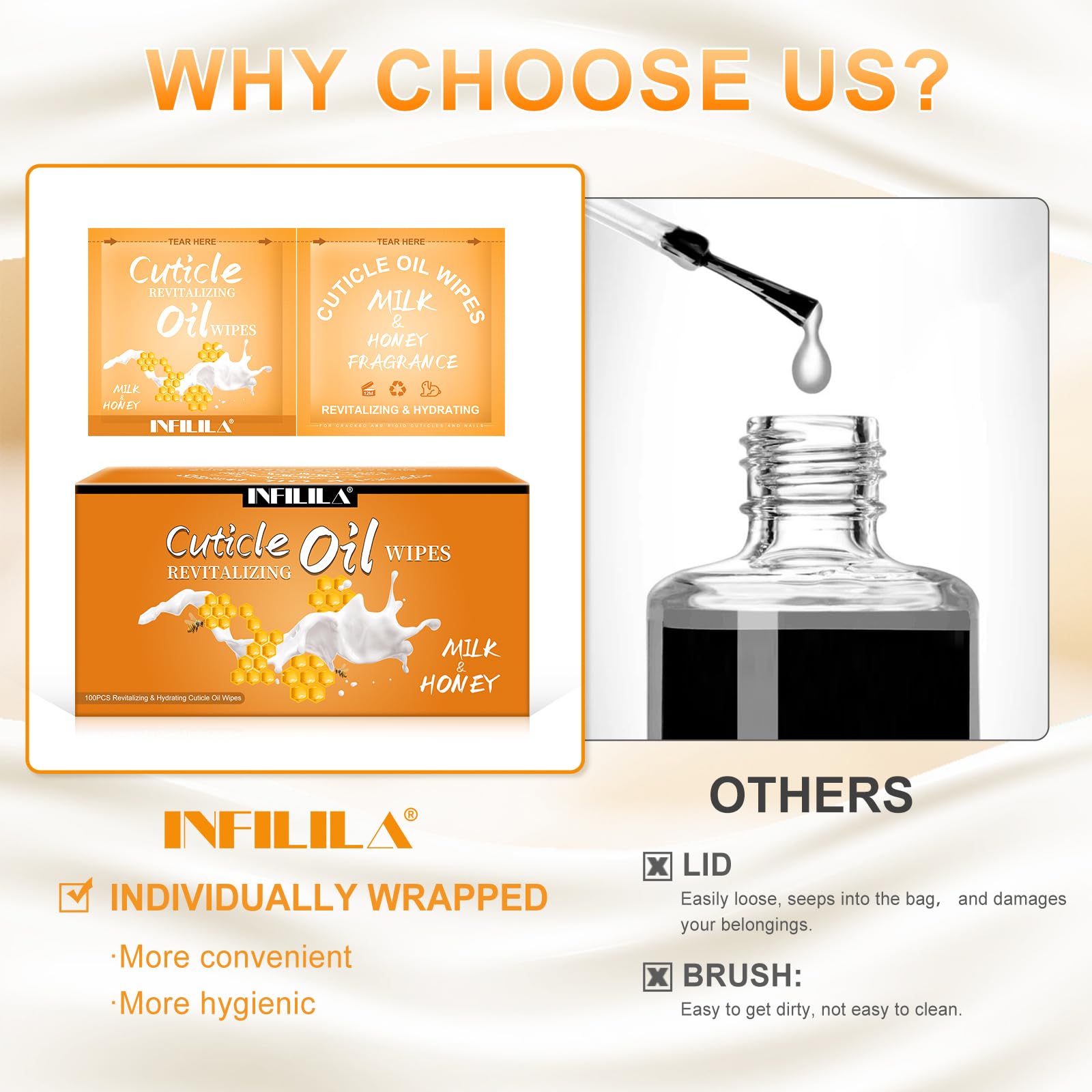 Nxj Infilila cuticle oil wipes bulk 100 piece set box